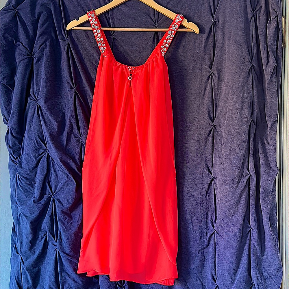 Neon Pink Flowy Party Dress.
